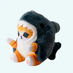 Poupée en peluche petit chat déguisé en requin
