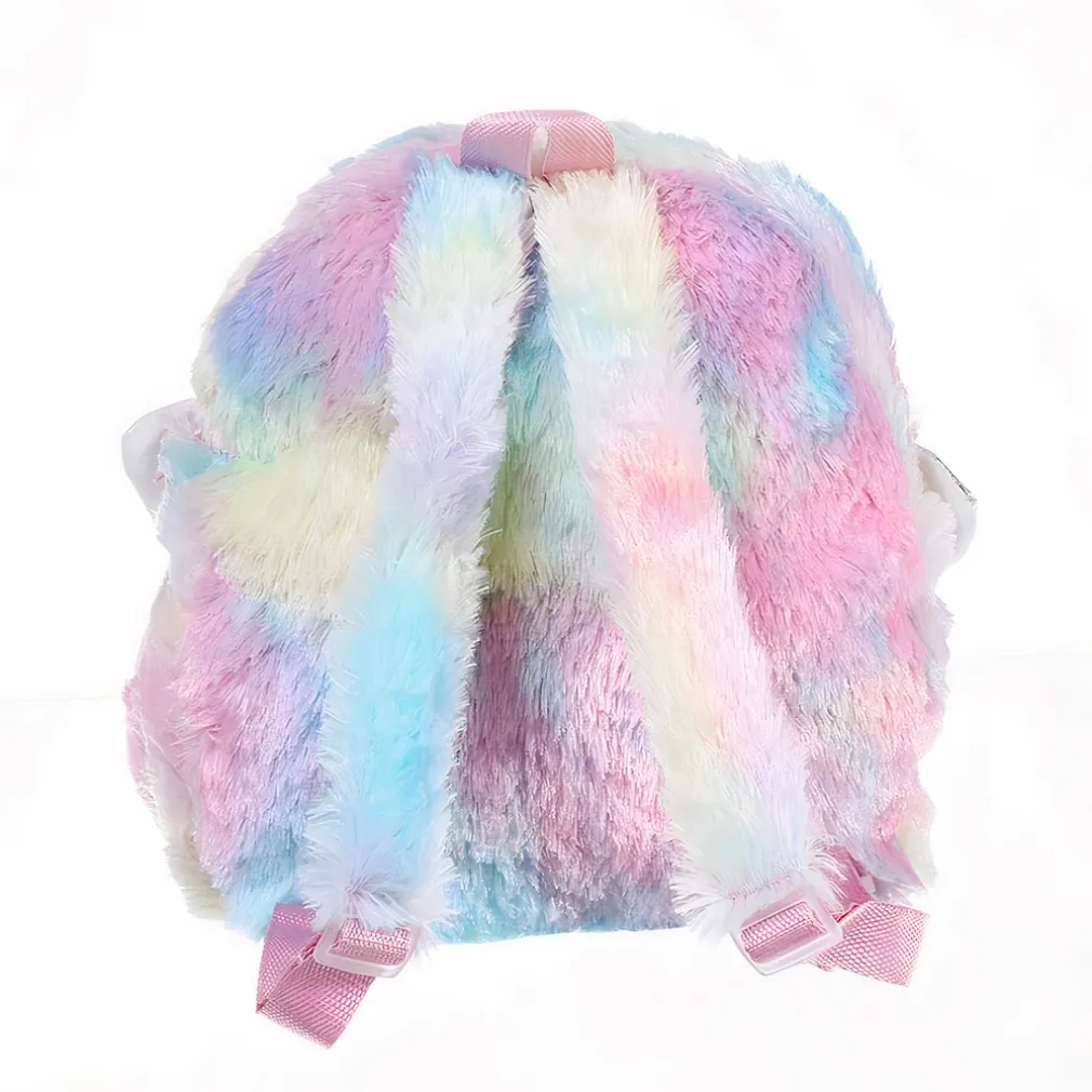 Sac à dos en peluche licorne multicolore