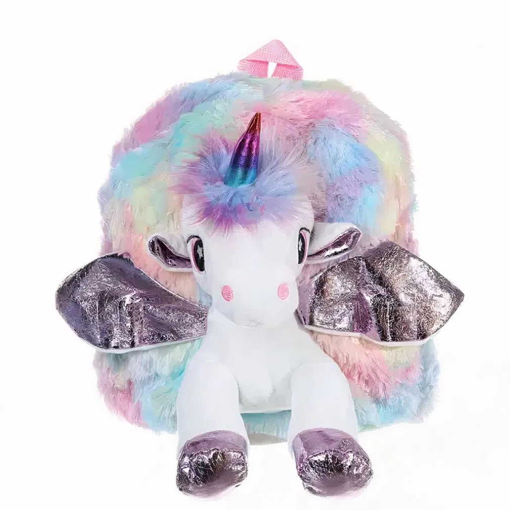 Sac à dos en peluche licorne multicolore